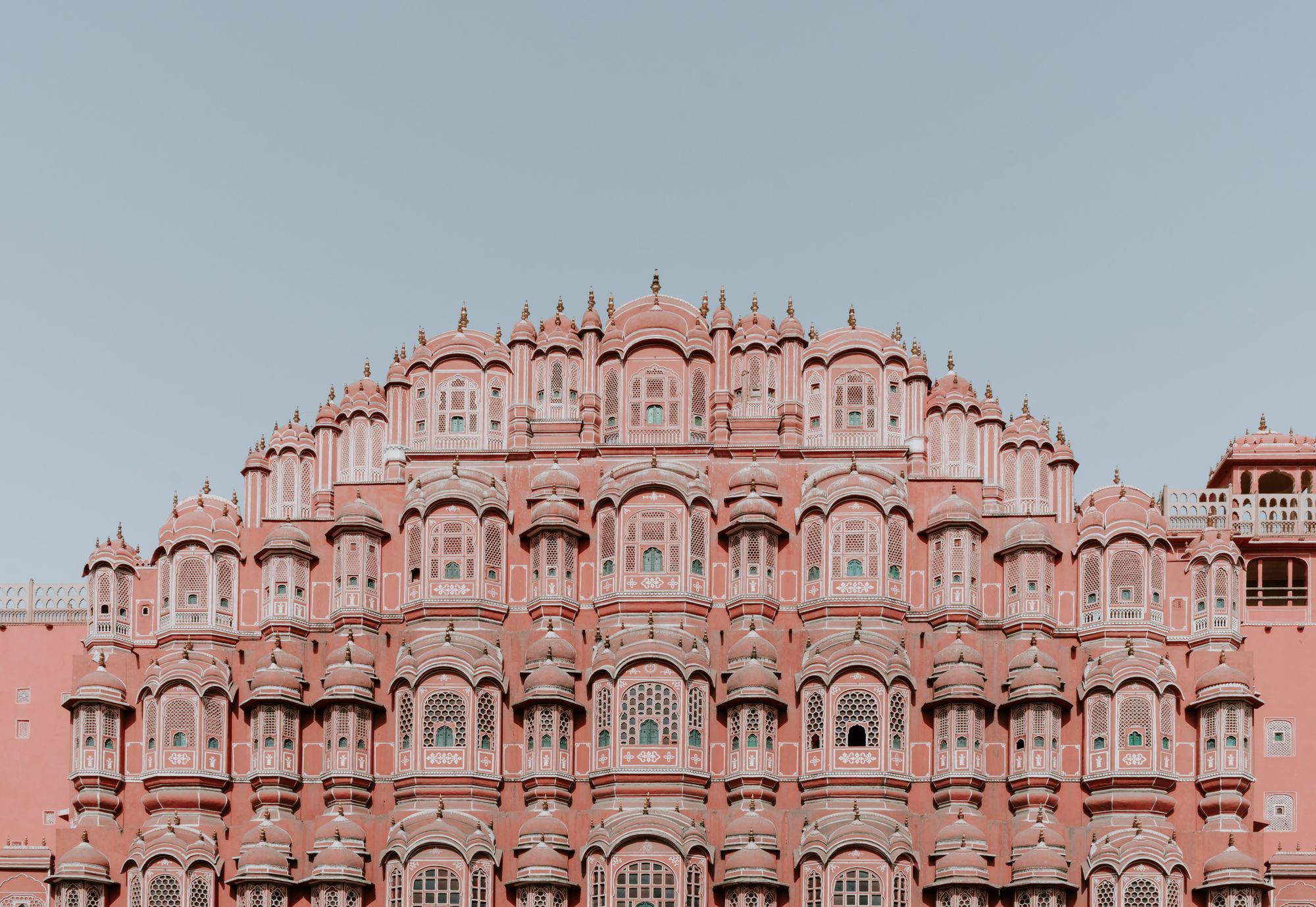 Stock photo of a pink building in India.